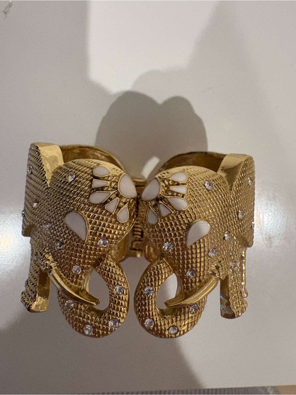 Lilly Pulitzer Gold Elephant Cuff Bracelet with White Accents - Picture 2 of 3